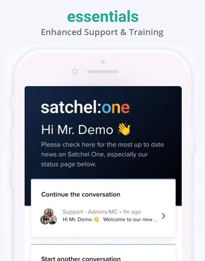 Satchel support chat within mobile